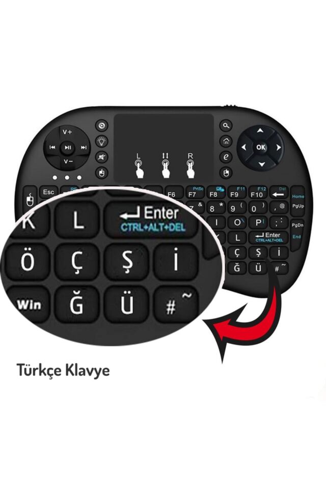 Işıklı Kablosuz Mini Klavye Tv Televizyon Ps3 Dokunmatik Mouse