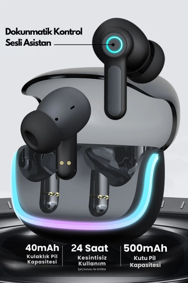 ENC Gürültü Engellemeli Pro Bluetooth Kulaklık 4 Mikrofon, İos Android Uyumlu, BT 5.3 Premium Bass RGB Işıklı