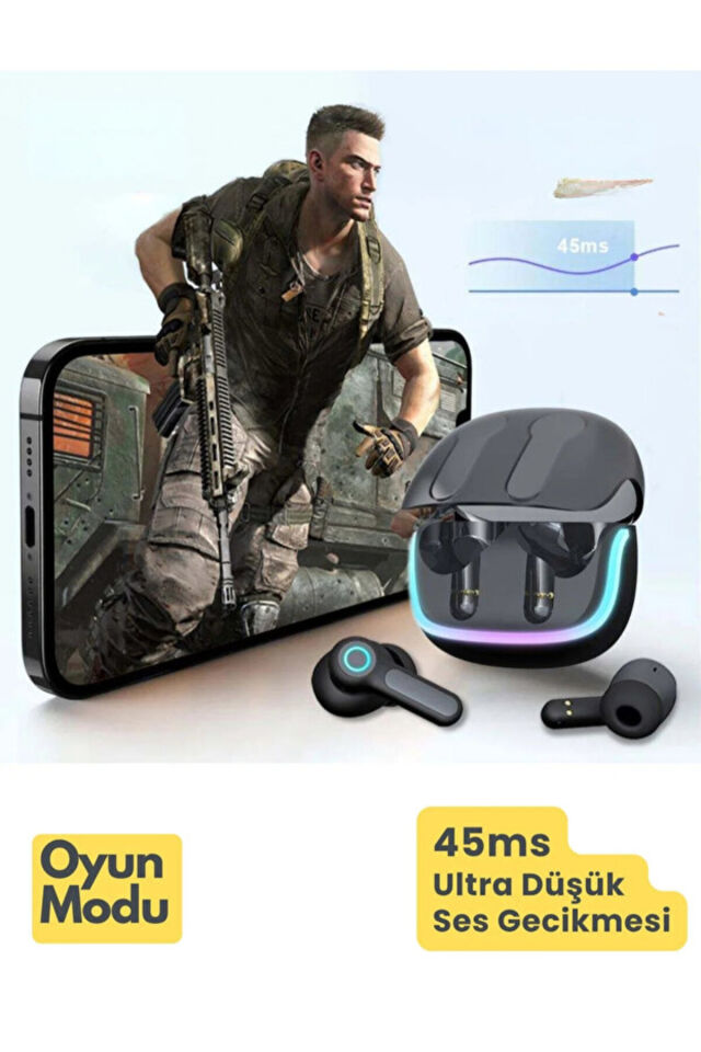 ENC Gürültü Engellemeli Pro Bluetooth Kulaklık 4 Mikrofon, İos Android Uyumlu, BT 5.3 Premium Bass RGB Işıklı