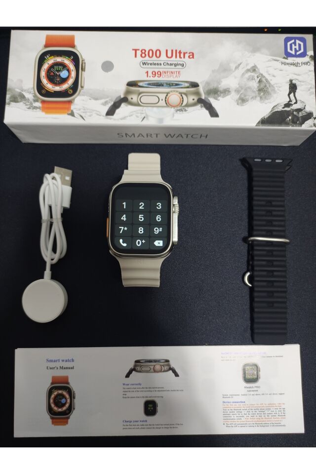T900 Ultra Hi Watch Ultra 45 Mm Çift Kordon Nabız Ölçer Android Ve Ios Desteklidir Watch 8 Ultra