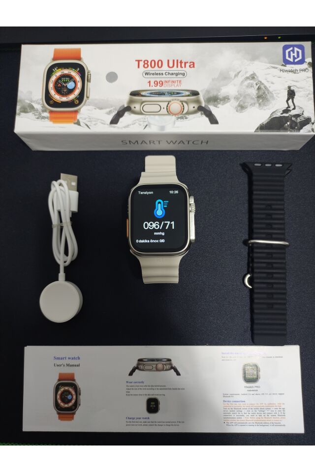 T900 Ultra Hi Watch Ultra 45 Mm Çift Kordon Nabız Ölçer Android Ve Ios Desteklidir Watch 8 Ultra