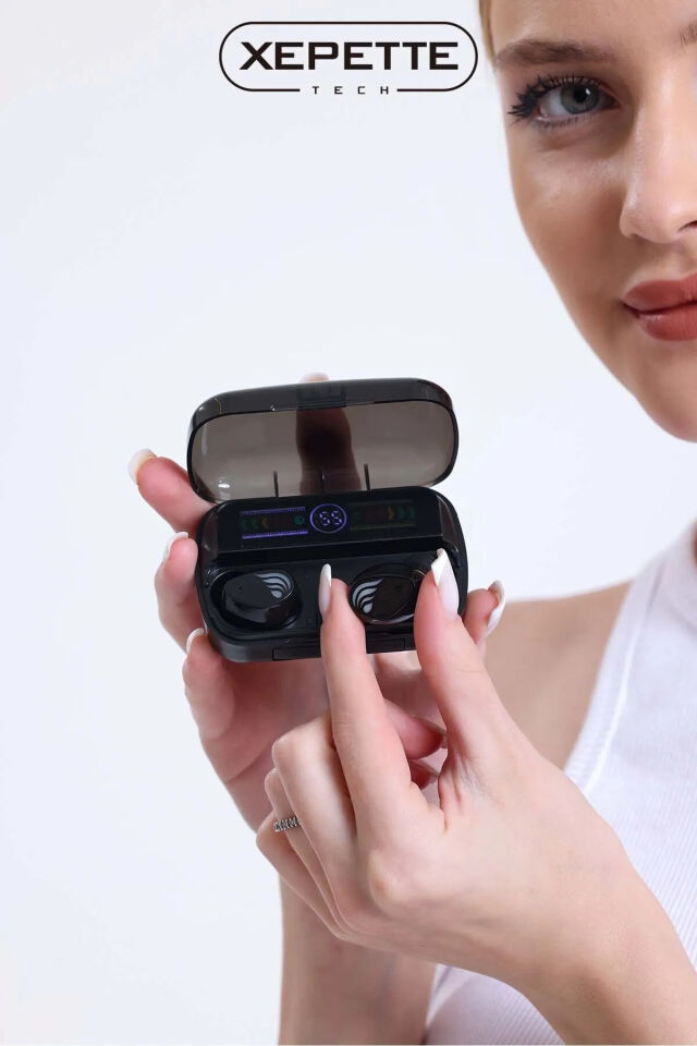 M3nEarbuds Powerbank Usb Giriş Özellikli Bluetooth Kulaklık, Oyuncu Kulaklığı, Led Ekran