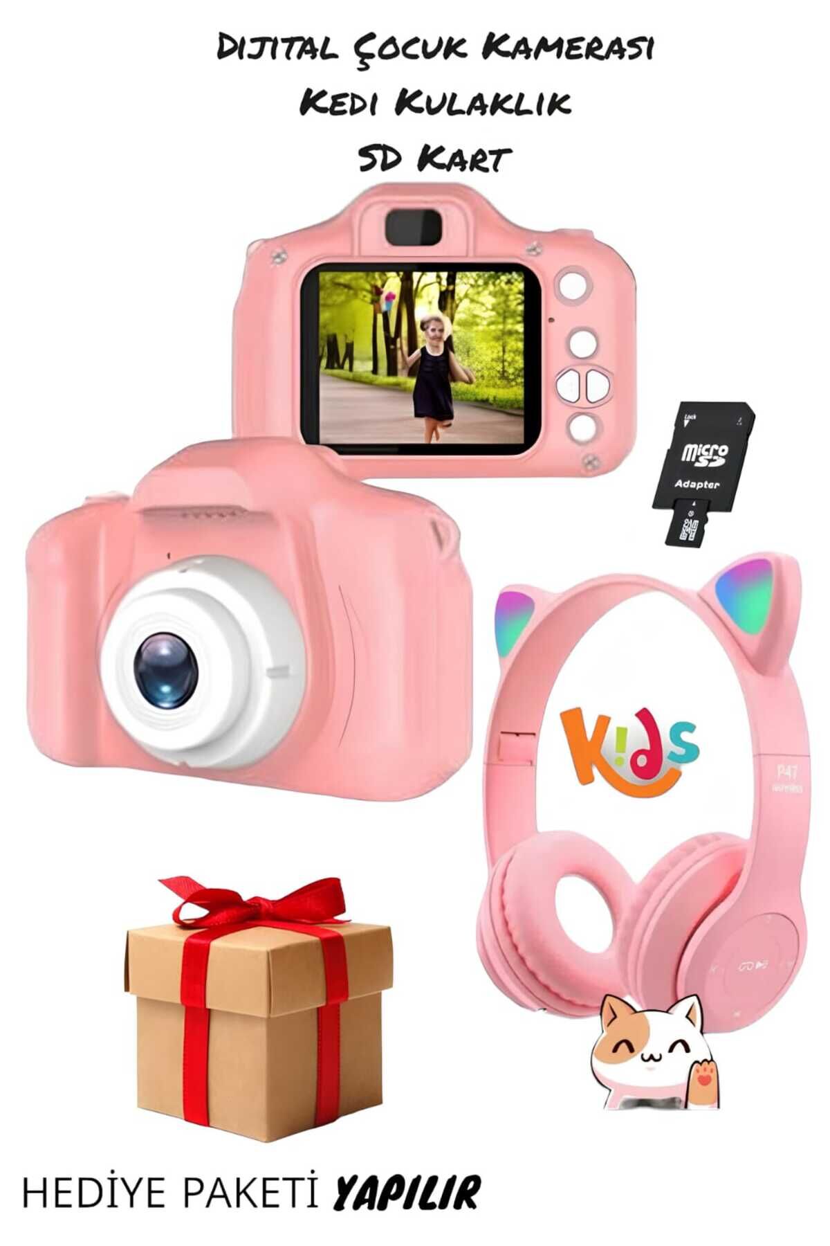 Dijatal Çocuk Kemerası Ve Rgb Kablosus Kedi Kulaklık Kiti 8 Gb Sd Hafıza Kartı Hediyeli
