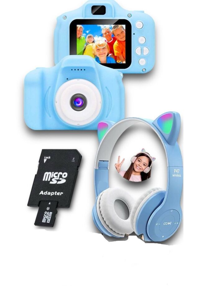 Dijatal Çocuk Kemerası Ve Rgb Kablosus Kedi Kulaklık Kiti 8 Gb Sd Hafıza Kartı Hediyeli