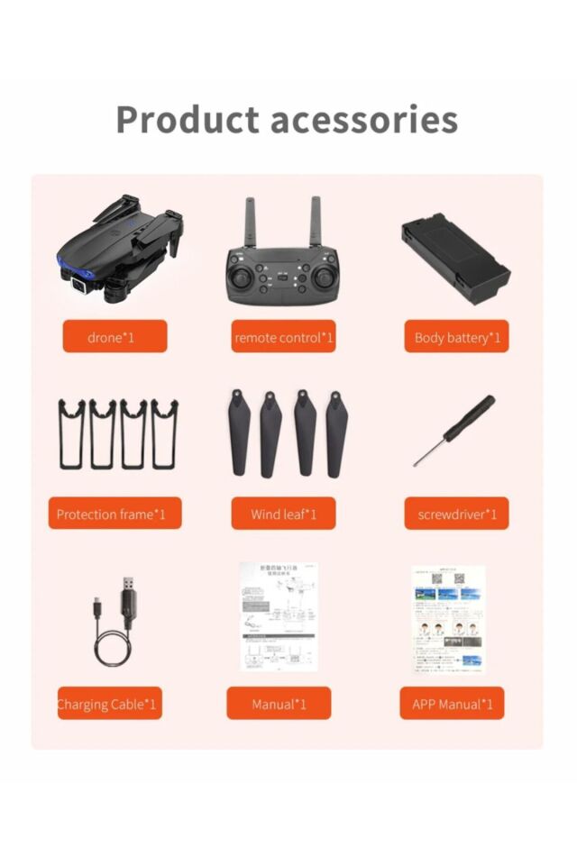 C5 Pro 4K HD Çift Kamera Drone, Katlanabilir, WiFi Bağlantılı, Akıllı Telefon Kontrollü