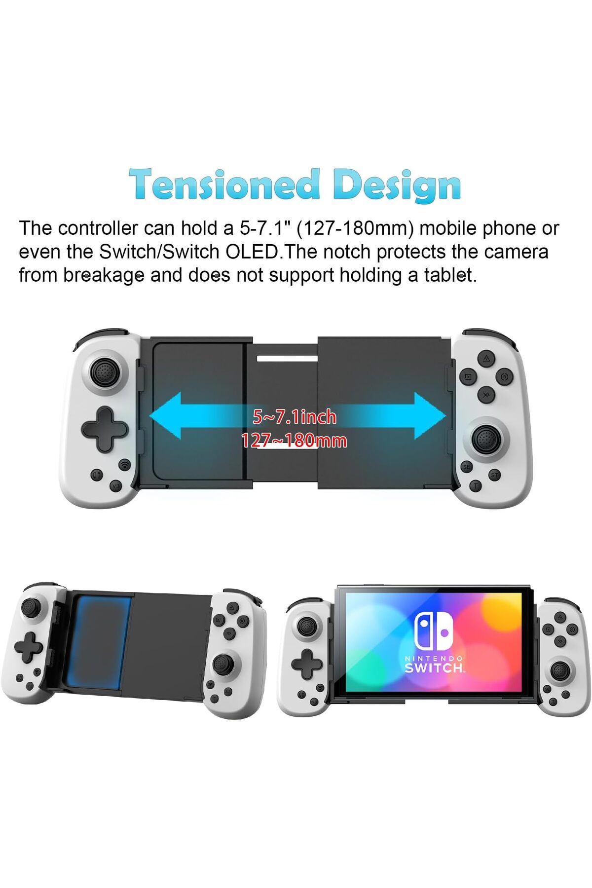 D6 Tablet Telefon Için Joyistikli Teleskopik Oyun Gamepad Android Ios Harmonyos Switch Androidtv