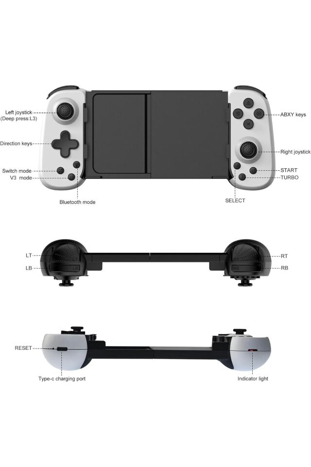 D6 Tablet Telefon Için Joyistikli Teleskopik Oyun Gamepad Android Ios Harmonyos Switch Androidtv