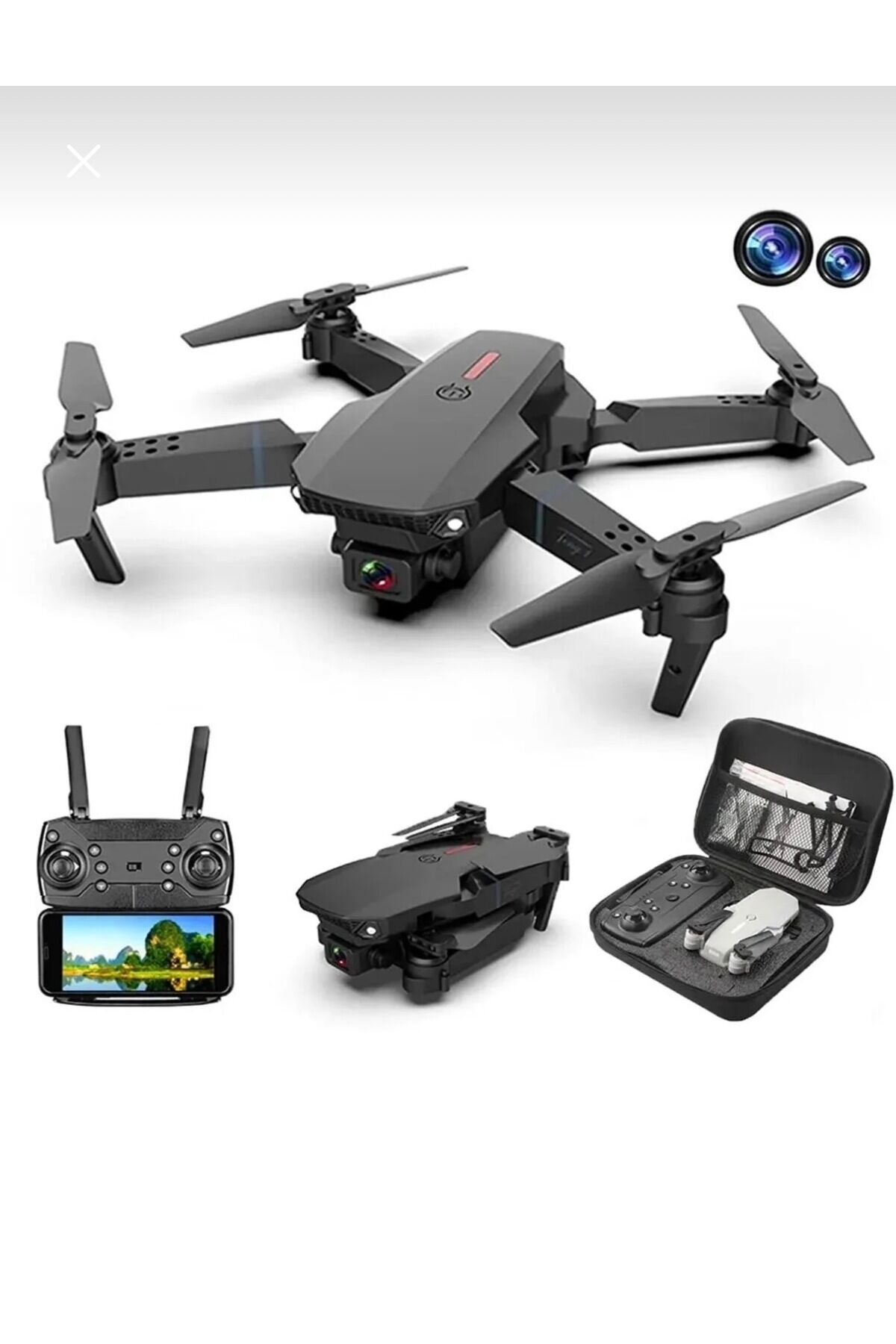 DRONE KAMERALI DRONE APP KONTROL WİFİ Lİ KATLANABİLİR QUATCOPTER(TEK BATARYA)