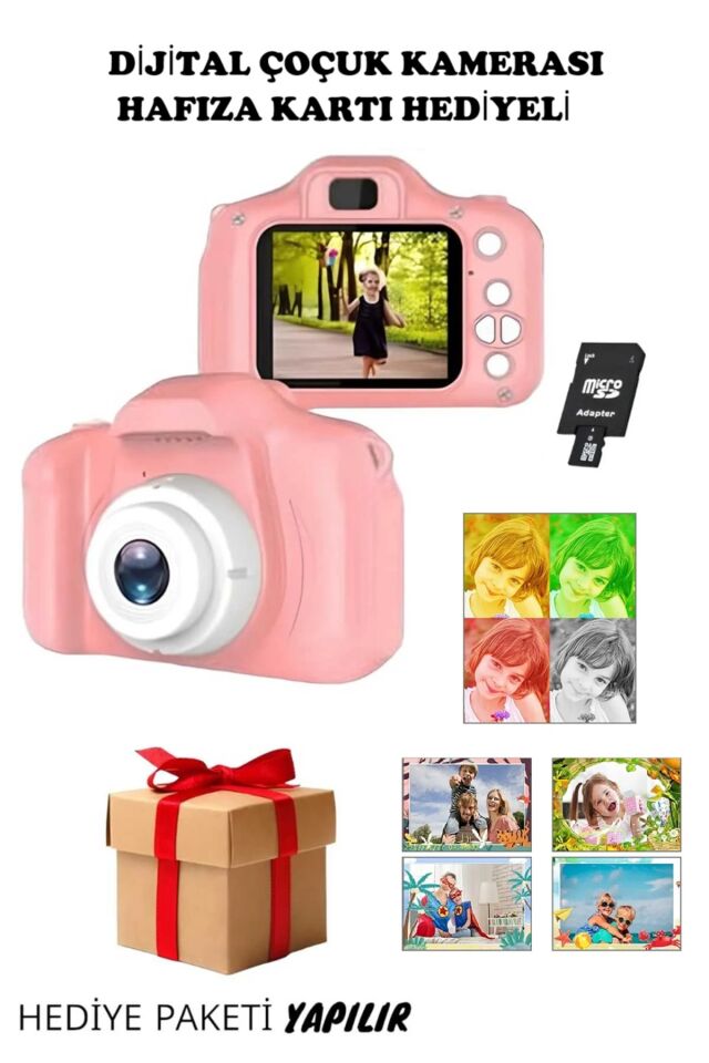 Mini Fotoğraf Makinesi Çocuk Için Eğitici Video Kamera 1080p Hd Ekran Digital Tiripotlu Kamera