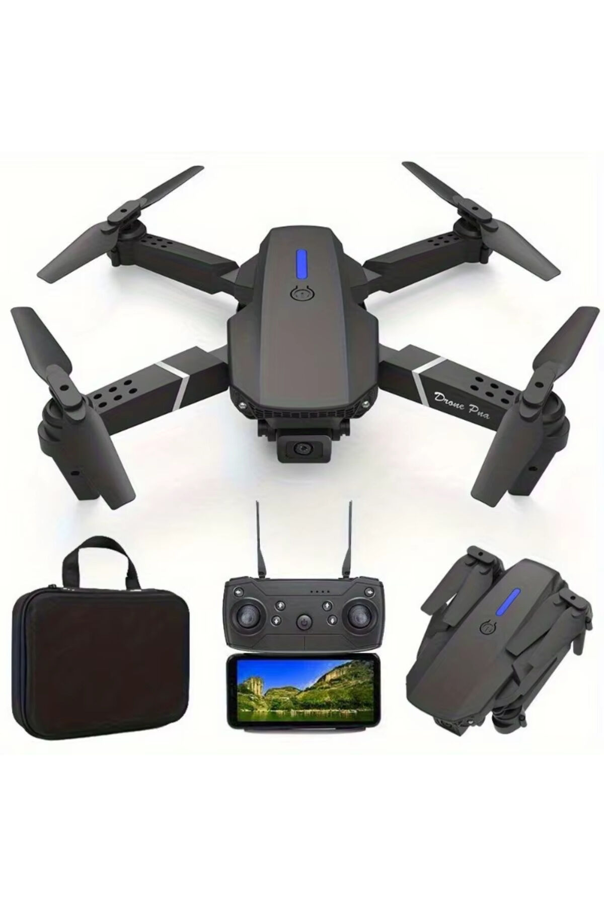 A55 V2 Katlanır 1080p Kamera Drone TAŞIMA ÇANTA TÜRKÇE (Ücretli Uygulama Kod Hediyeli) 1 Batarya