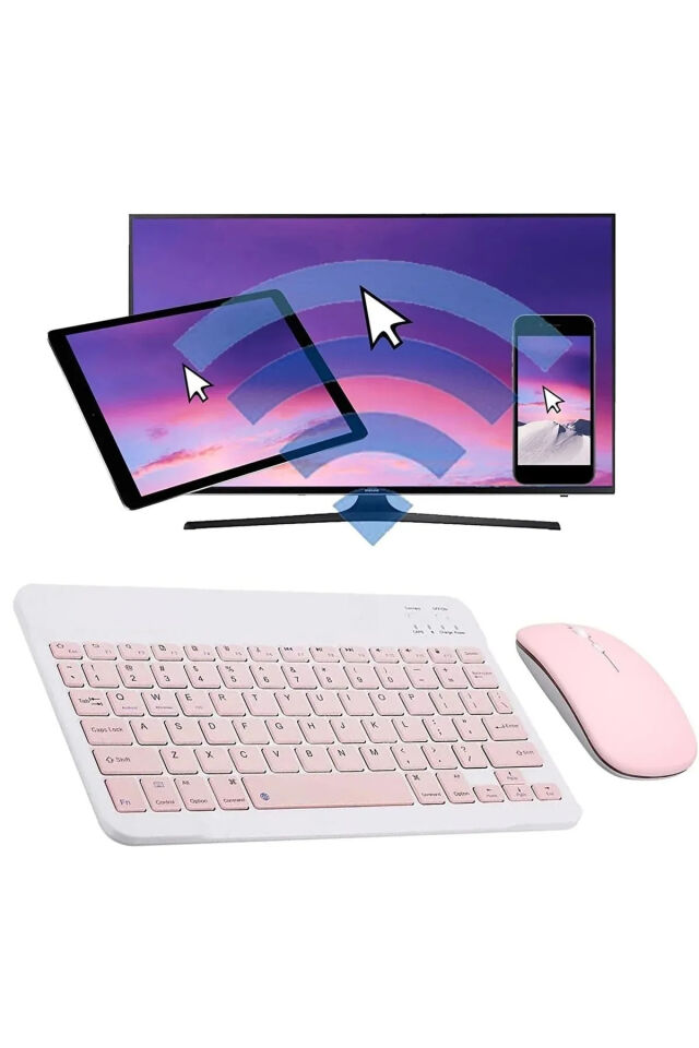 Tüm Cihazlara Uyumlu Akıllı Taşınabilir Şarj Edilebilir Kablosuz  Rgb Bluetooth Klavye ve Mause Seti