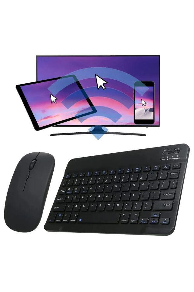 Tüm Cihazlara Uyumlu Akıllı Taşınabilir Şarj Edilebilir Kablosuz  Rgb Bluetooth Klavye ve Mause Seti