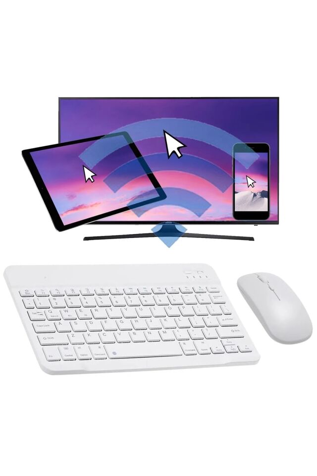 Tüm Cihazlara Uyumlu Akıllı Taşınabilir Şarj Edilebilir Kablosuz  Rgb Bluetooth Klavye ve Mause Seti