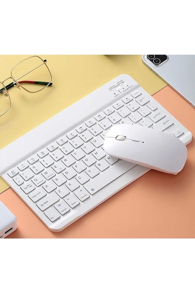 Tüm Cihazlara Uyumlu Akıllı Taşınabilir Şarj Edilebilir Kablosuz  Rgb Bluetooth Klavye ve Mause Seti