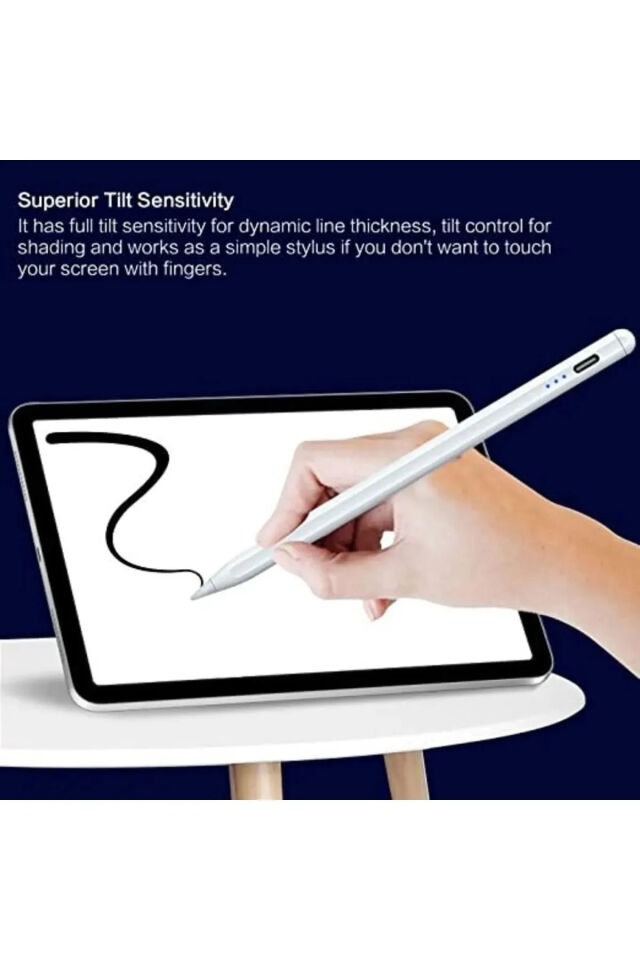 Tüm Cihazlar Ile Uyumlu Stylus Hassas Yazı Çizim Kalemi 2 Yedek Uç Hediye