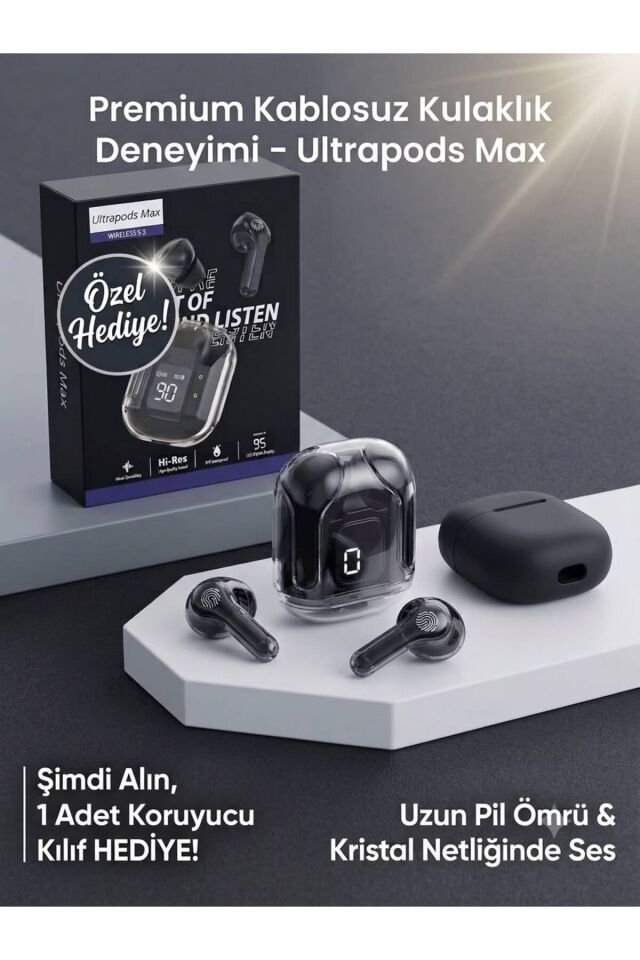 Bluetooth Kulaklık Kadın Erkek ios Android Uyumlu Dokunmatik Stereo Şeffaf LED Ekran Extra Bass TWS