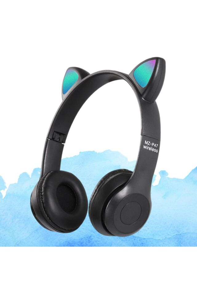P47 Katlanabilir Bluetooth Sd Kart Kablosuz Kulaklık - Siyah