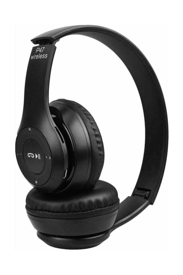 P47 Katlanabilir Bluetooth Sd Kart Kablosuz Kulaklık - Siyah