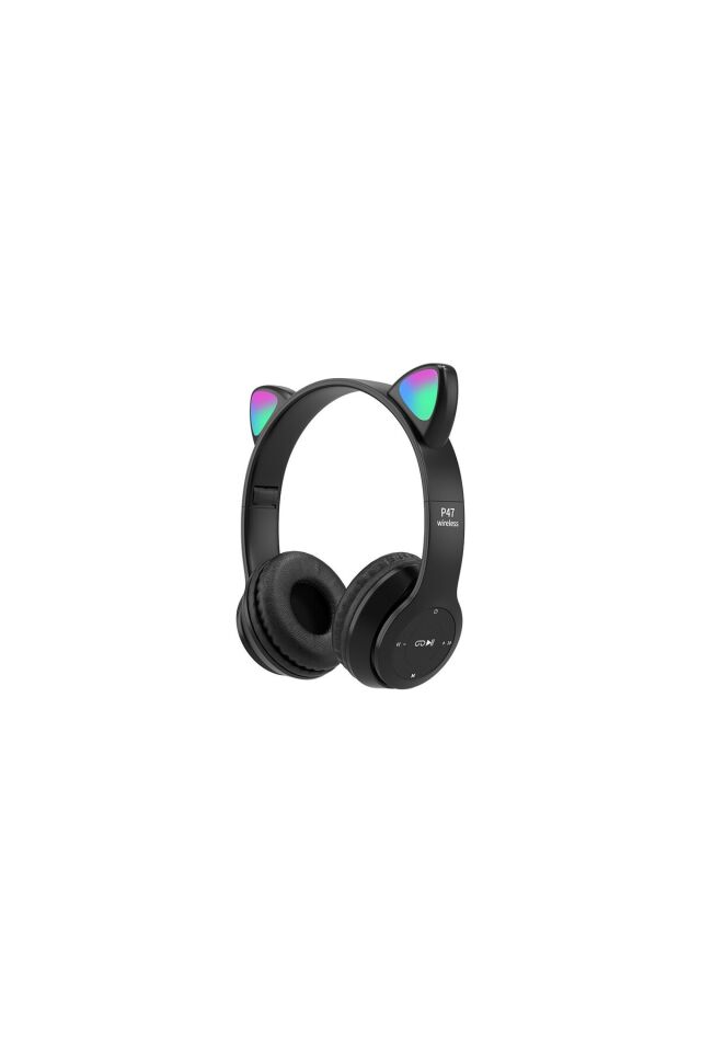 P47 Katlanabilir Bluetooth Sd Kart Kablosuz Kulaklık - Siyah