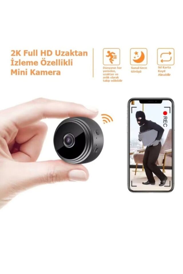 Wifi Mini Güvenlik Kamera Uzaktan izleme - Ses - Hafıza Kart Kayıt Şarjlı