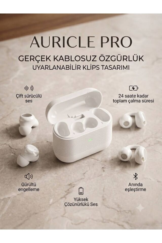 Yeni Nesil 2'si 1 Arada 2 Farklı Kulaklık Gerçek Kablosuz Kulaklıklar, Bluetooth Klipsli ve Kulak İçi 2 Stil, Stereo Spor Kulaklıkları Düşük Güç Tüketimi