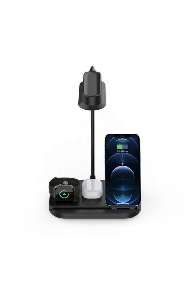4 In 1 15w Hızlı Şarj 3 Kademeli Işık Apple Watch Androit Için Wireless Kablosuz Masa Şarj Standı