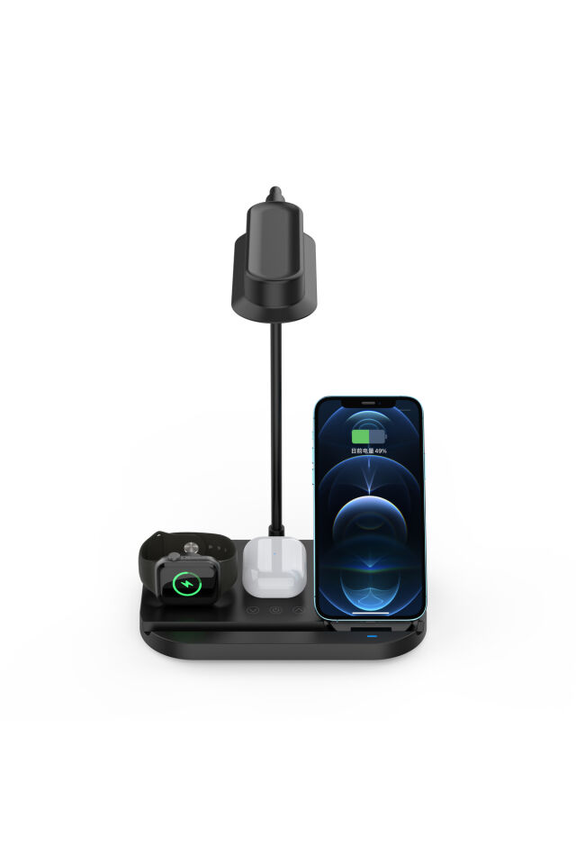 4 In 1 15w Hızlı Şarj 3 Kademeli Işık Apple Watch Androit Için Wireless Kablosuz Masa Şarj Standı