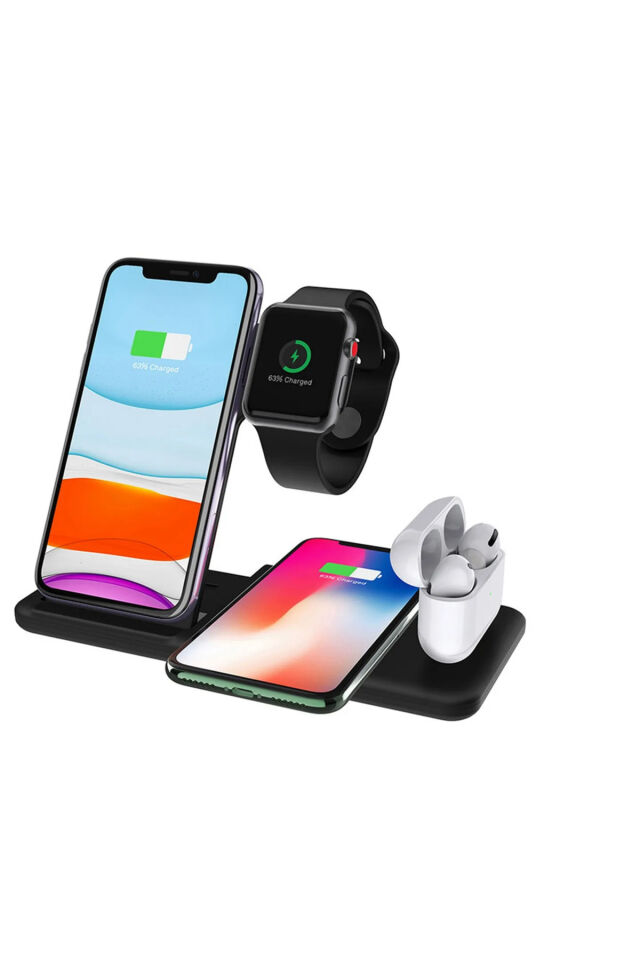4 In 1 15w Hızlı Şarj Kablosuz Wireless Iphone Watch Için Kablosuz Şarj Standı