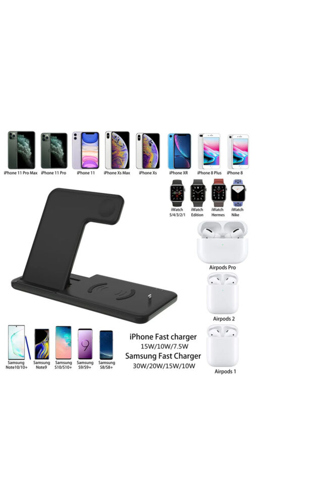 4 In 1 15w Hızlı Şarj Kablosuz Wireless Iphone Watch Için Kablosuz Şarj Standı