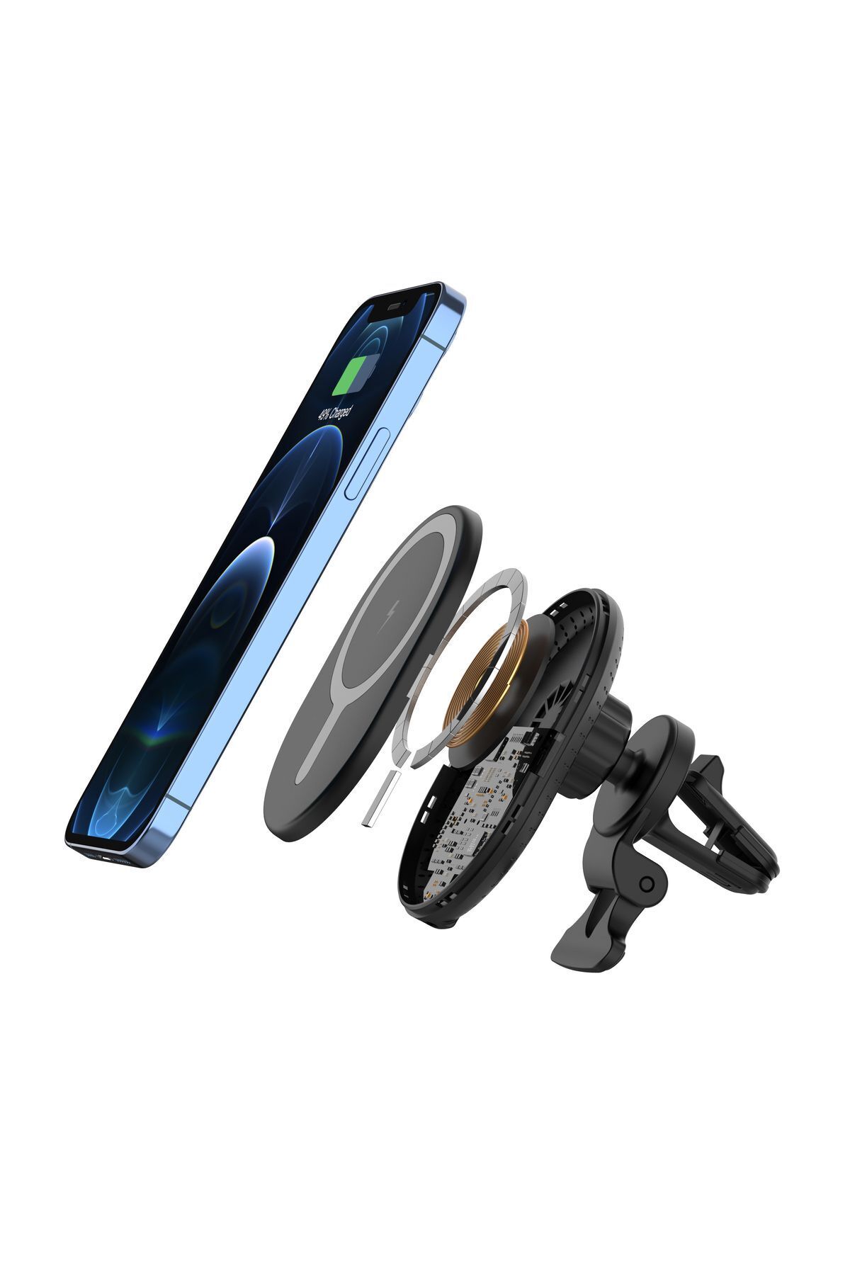 15w Magsafe Iphone 11-12-13-14-15 Pro-pro Max Uyumlu Magnetic Wireless Universal Araç Telefon Tutucu