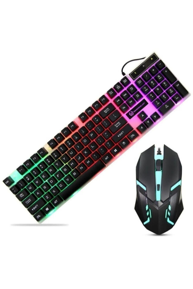 Qpart Gm-14 2in1 Rgb Işıklı Oyuncu Klavye Mouse Seti Mause Işıklı Klavye Mause Set 2in1