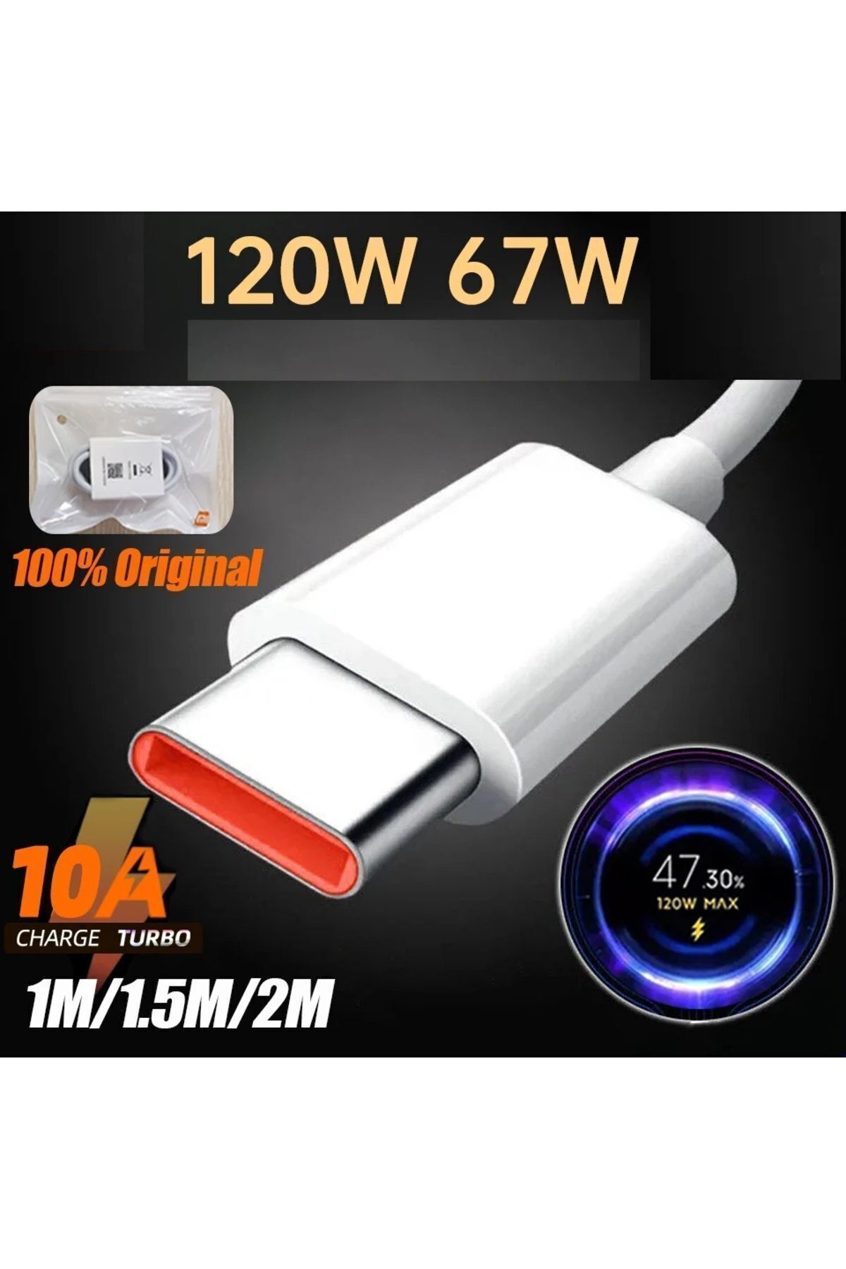 Orijinal Hızlı Şarj Kablosu 6a 67 -120 Watt Xiaomi Redmi Samsung Oppo Iphone Uyumlu