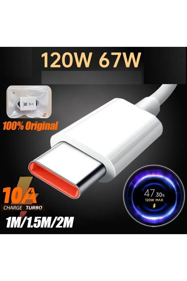 Orijinal Hızlı Şarj Kablosu 6a 67 -120 Watt Xiaomi Redmi Samsung Oppo Iphone Uyumlu