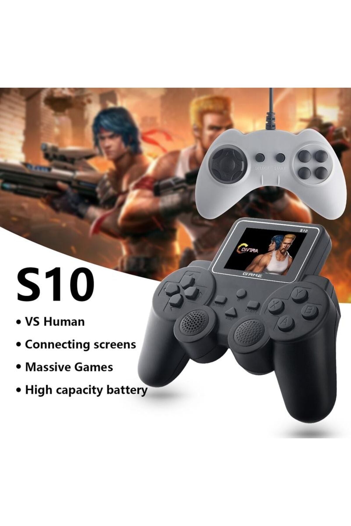 S10 Mini Çift Kolu Taşınabilir 520 Oyunlu Kablosuz Oyun Konsolu Atari Media Player Medya Oynatıcı