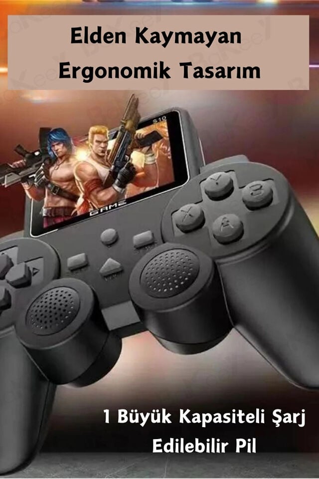 S10 Mini Çift Kolu Taşınabilir 520 Oyunlu Kablosuz Oyun Konsolu Atari Media Player Medya Oynatıcı