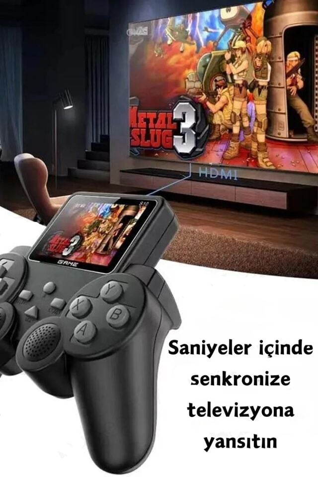 S10 Mini Çift Kolu Taşınabilir 520 Oyunlu Kablosuz Oyun Konsolu Atari Media Player Medya Oynatıcı