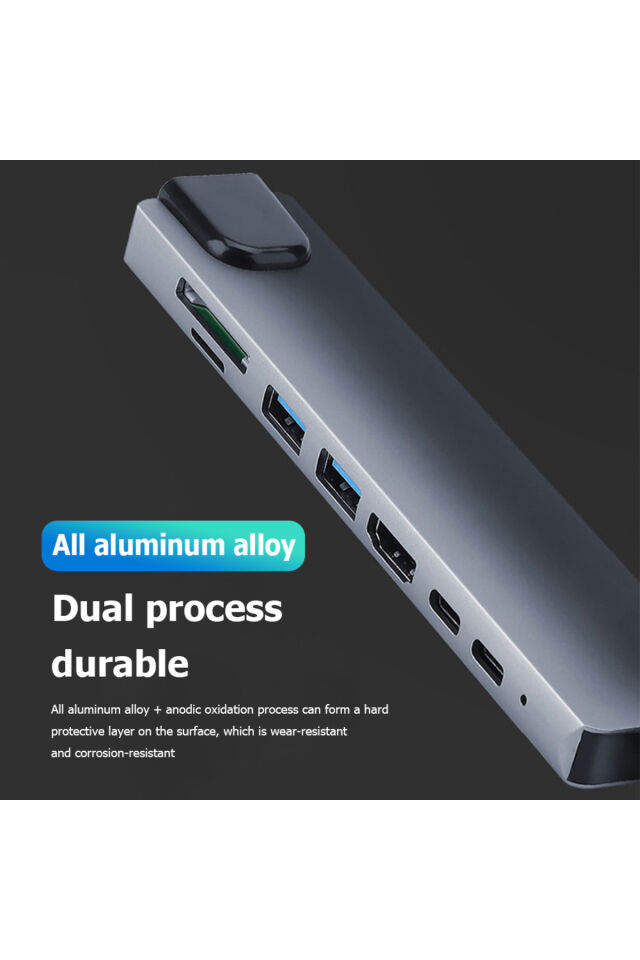SB Çoklayıcı 8in1 Hub Type-C 4K Hdmı SD TF Kart Okuyucu Usb 3.0 Okuyucu Adaptör