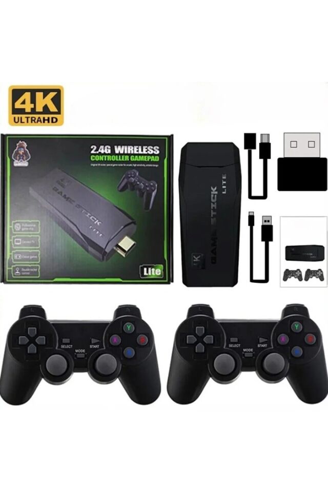 2.4g Kablosuz Çift KolRetro Oyunlar 4k Game Stick Oyun Atari