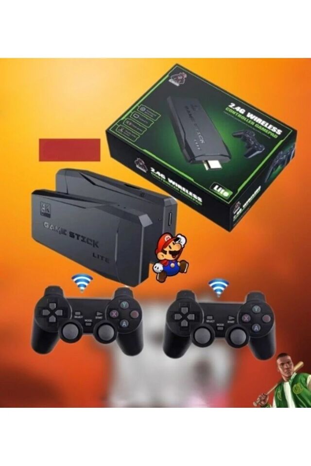 2.4g Kablosuz Çift KolRetro Oyunlar 4k Game Stick Oyun Atari