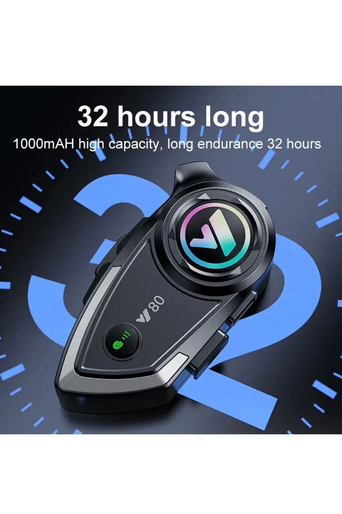 2 Intercom Bağlantılı Radyolu Lcd Ekranlı Işıklı Su Geçirmez Motorcu Kask Kulaklık Müzik Çalar