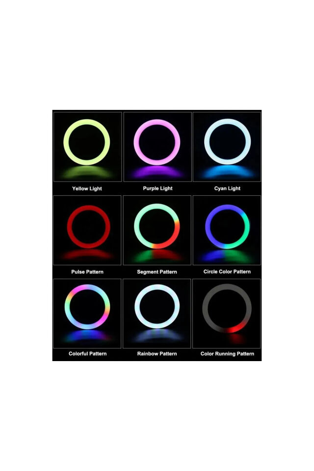 14 Inç 33 Cm Rgb Işık Ve 210 Cm Tripot Çok Renkli Makyaj Tiktok Selfie Işığı Selfie Çubuğu Tripod