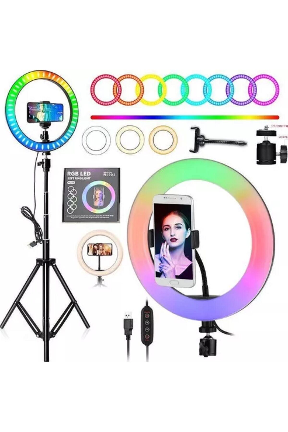 Reing Fill Light Led Işıklı Tripod 10 Inç Halka Youtuber Tiktok Makyaj Işığı Ayaklı 10 Inç