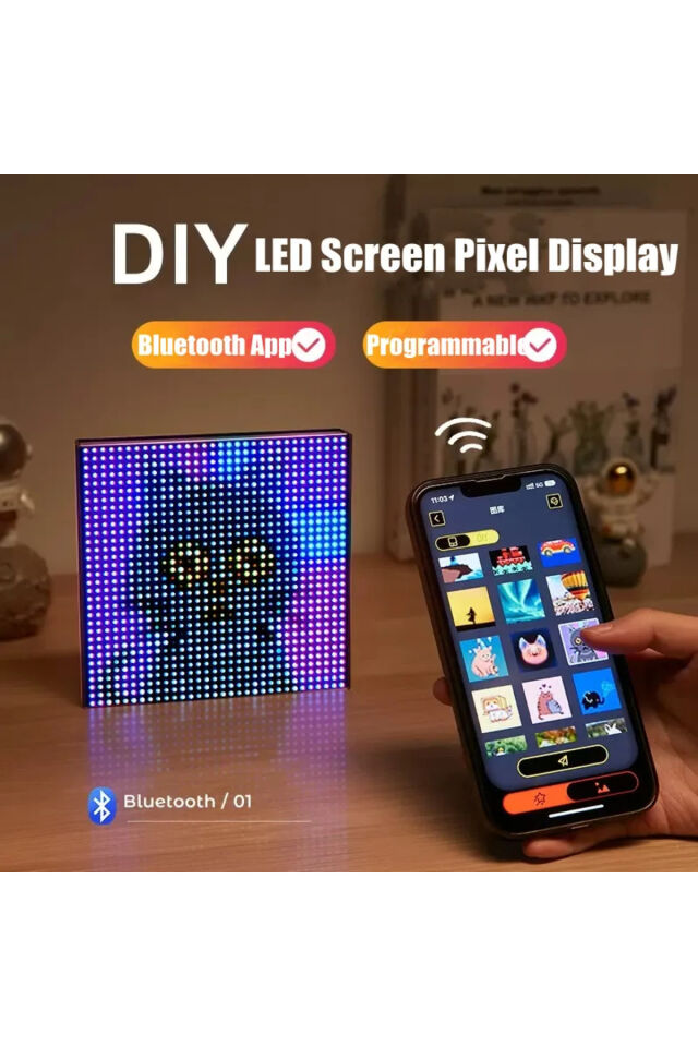 Akıllı LED matri piksel paneli USB araba ev odası masaüstü için tabela APP kontrol Graffiti ekran