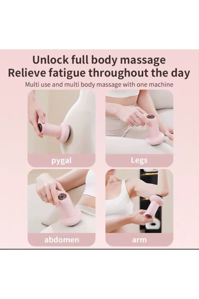 Taşına Bilir Masaj Makinası Selüloit Yağ Itme Boyunluk Bel Ve Yüz 5 Başlıklı Masaj Makinesi Pembe