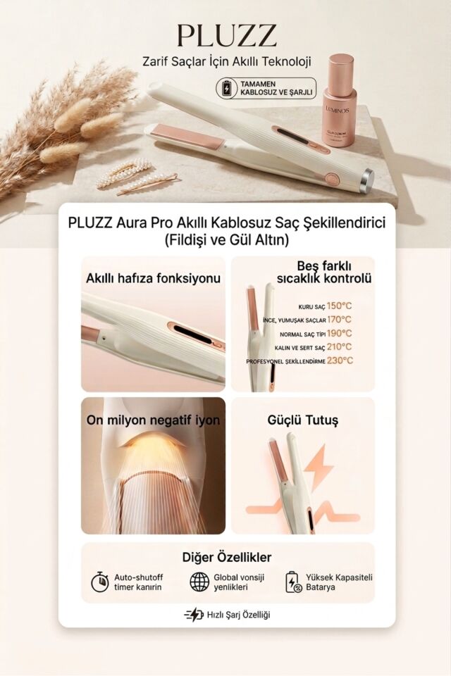 Saç Maşası Şarj Edilebilir Taşınabilir İyonlu
