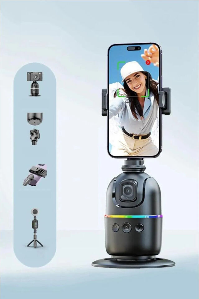 Profesyonel Gimbal 360 Yüz Takip Telefon Sabitleyici Tutucu Video Canlı Yayın Akıllı Tripod