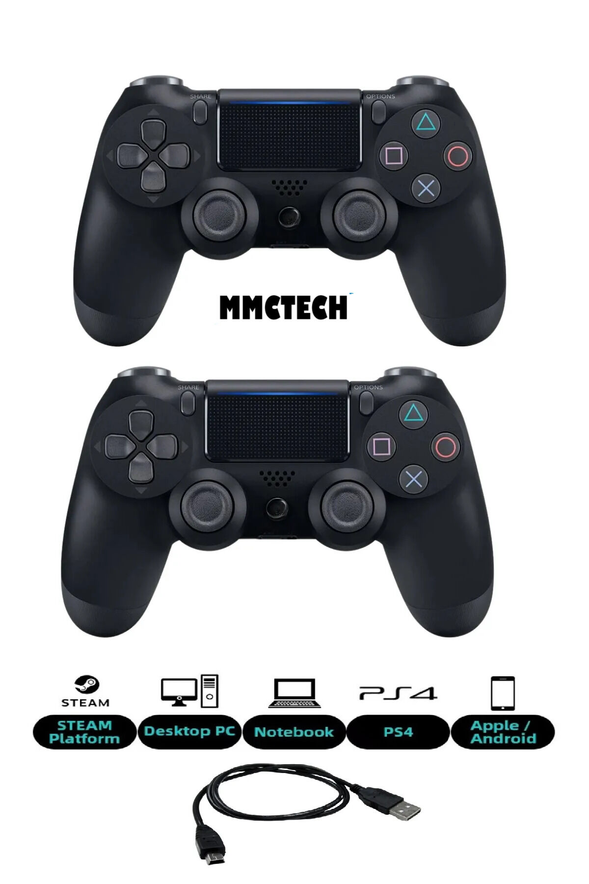 Ps 4 Joystick Tablet Telefon Pc Uyumlu Titreşimli Oyun Kolu 2 Adet