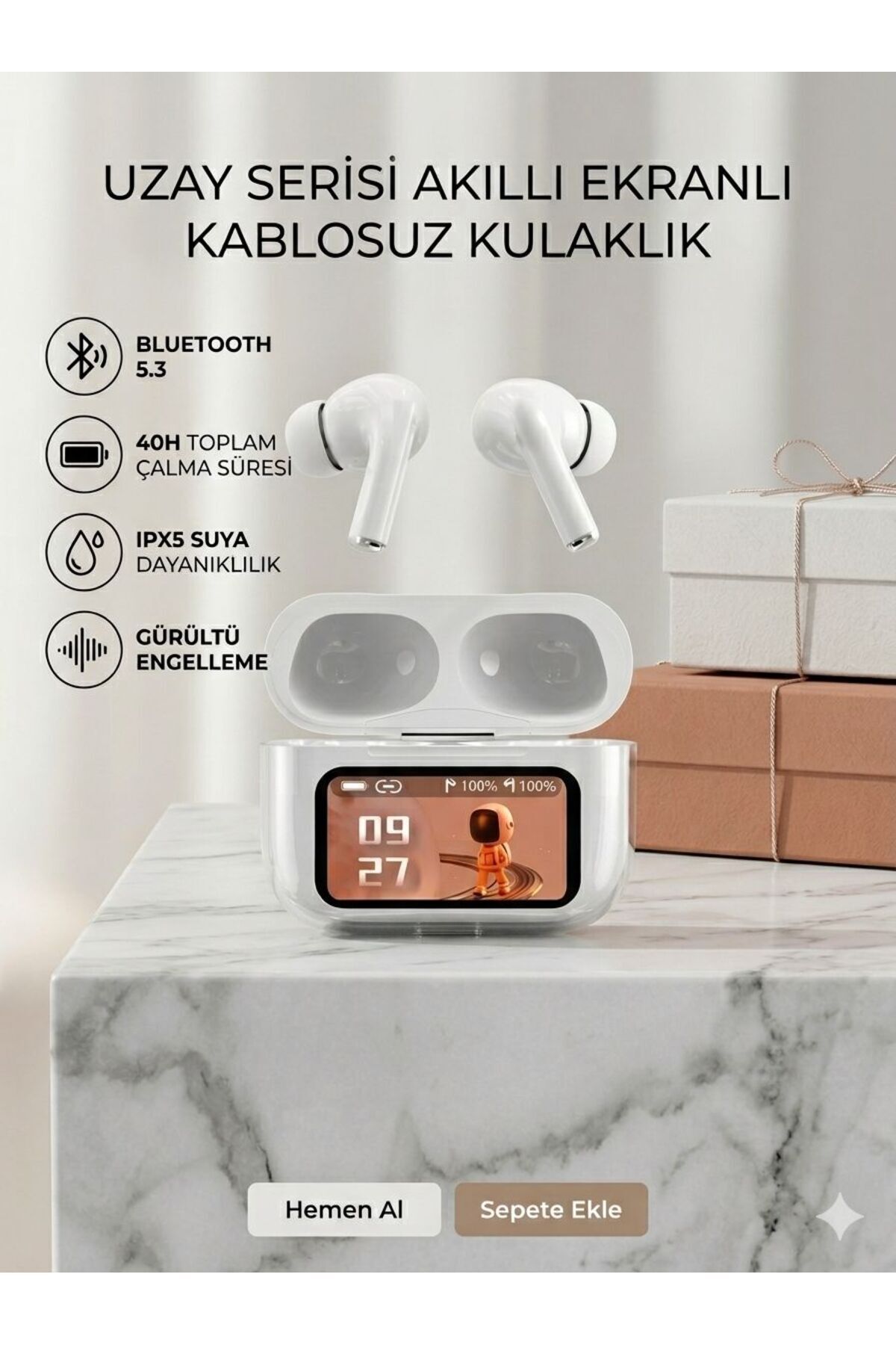 Air Pro 2 Anc Dokunmatik Ekranlı Bluetooth Kulaklık İos Android Tüm Telefonlara Uyumlu Kulaklık