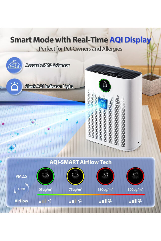 Air Purifier Hava Temizleme Cihazı Ev Taşınabilir Gerçek H13 HEPA Karbon Filtre Hava Temizleyici