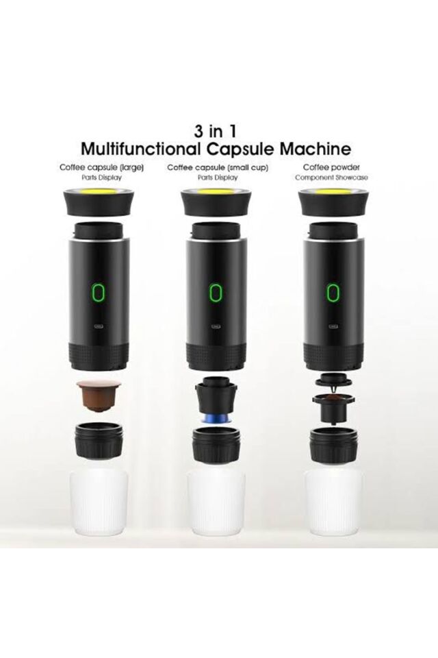 3'ü 1 Arada Mini Kablosuz Taşınabilir Espresso Araba ve Ev Kamp Seyahat Kapsül Kahve Makinesi